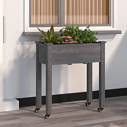 vidaXL Jardinière à roulettes - Gris