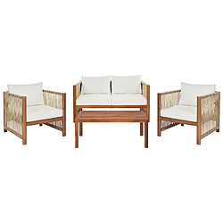 Beliani Set lounge pour jardin ANTRIA acacia beige