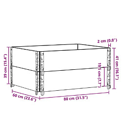 vidaXL Jardinière pliable bois de pin massif - noir 80x60 cm pas cher