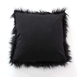 Avis Toilinux Coussin doux à poils longs Epicéa - 45 x 45 cm - Noir