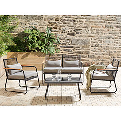 Beliani Set lounge pour jardin POMONTE métal noir