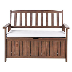 Beliani Banc SOVANA 120 cm Blanc Bois Banc d'extérieur avec coussin - Acacia - Espace de rangement - Style scandinave