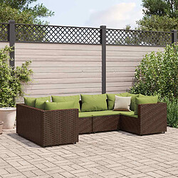 vidaXL Salon de jardin 6 pcs - Marron Résine tressée