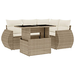 vidaXL Salon de jardin avec coussins 5 pcs - Beige