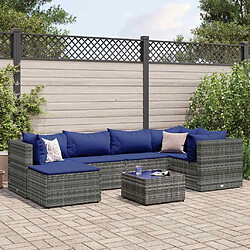 vidaXL Salon de jardin 7 pcs avec coussins - Gris