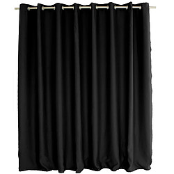 Toilinux Lot de 2 grands Rideaux unis occultants avec œillets - 300 x 240 cm - Noir