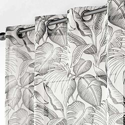 Douceur D'Interieur Voilage à œillets PUNTA - Voile sablé imprimé - 140 x 240 cm - Ecru