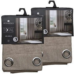 Toilinux Lot de 2 Rideaux de salon occultants - 140 x 260 cm - Beige