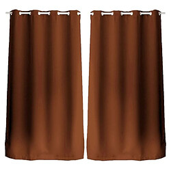 Toilinux Lot de 2 Rideaux en toile unie Basic à 8 œillets - 140 x 240 cm - Orange terre cuite