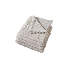 Toilinux Plaid SELA imitiation fourrure côtélée et flanelle - 150 x 125 cm - Beige