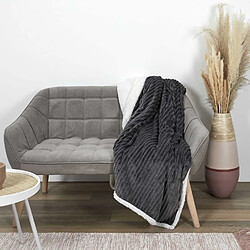 Toilinux Plaid flanelle côtelé - 180x220cm - Gris