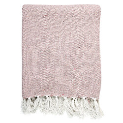 Toilinux Plaid imprimé géométrique avec franges nouées - 125x150cm - Rose