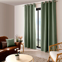 Avis Toilinux Lot de 2 Rideaux occultants Basic à 8 œillets - 140 x 240 cm - Vert Argile
