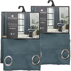 Toilinux Lot de 2 Rideaux occultants Louisa - 140 x 260 cm - Bleu canard