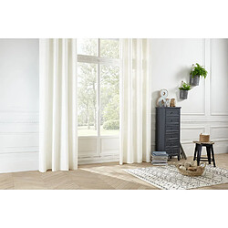 Toilinux Lot de 2 Rideaux en polyester modèle Léon - 140 x 260 cm - Blanc Ivoire