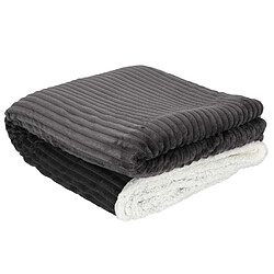 Toilinux Plaid flanelle côtelé - 180x220cm - Gris