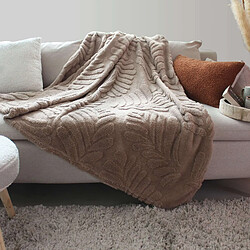 Toilinux Plaid jacquard Lodge - 170 x 130 cm - Taupe