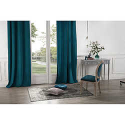 Toilinux Lot de 2 Rideaux occultants en polyester effet velours - Bleu canard - 140 x 260 cm