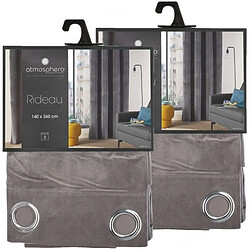 Toilinux Lot de 2 Rideaux Lilou - 140 x 260 cm - Gris foncé