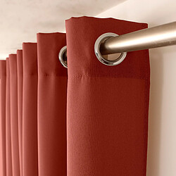 Toilinux Lot de 2 Rideaux en toile unie Basic à 8 œillets - 140 x 240 cm - Orange terre cuite