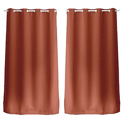 Toilinux Lot de 2 Rideaux occultants Basic à 8 œillets - 140 x 240 cm - Orange terre cuite