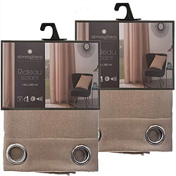 Toilinux Lot de 2 Rideaux isolants Tim 8 œillets - 140 x 260 cm - Couleur lin