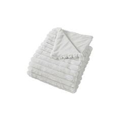 Toilinux Plaid SELA imitiation fourrure côtélée et flanelle - 150 x 125 cm - Blanc