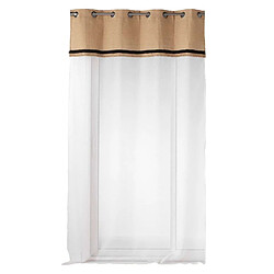 Douceur D'Interieur Voilage à œillets EBRO - Voile sablé avec top en jute - 140 x 240 cm - Ecru et noir