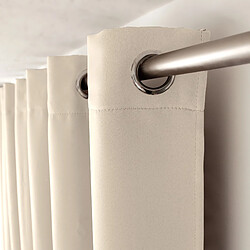 Toilinux Lot de 2 Rideaux unis occultants avec œillets - 140 x 240 cm - Ivoire
