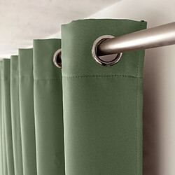 Toilinux Lot de 2 Rideaux occultants Basic à 8 œillets - 140 x 240 cm - Vert Argile