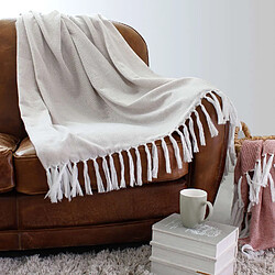 Toilinux Plaid jacquard VESPER - 150 x 130 cm - Beige