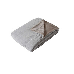 Toilinux Plaid imitiation effet fourrure 2 tons et flanelle - 150 x 125 cm - Gris