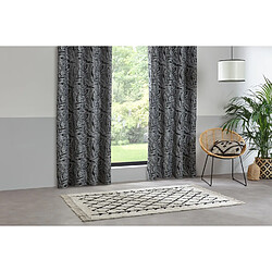 Toilinux Lot de 2 Rideaux Folha au tissage jacquard - 140 x 260 cm - Noir et Blanc