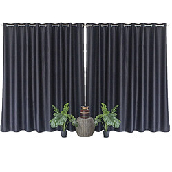 Toilinux Lot de 2 grands Rideaux unis occultants avec œillets - 300 x 240 cm - Noir