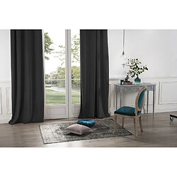 Toilinux Lot de 2 Rideaux occultants en polyester effet velours - Gris foncé - 140 x 260 cm