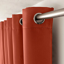 Toilinux Lot de 2 Rideaux occultants Basic à 8 œillets - 140 x 240 cm - Orange terre cuite