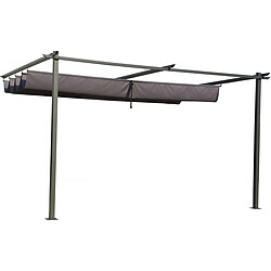 Acheter Habitat Et Jardin Pergola adossée en métal avec toit rétractable - 3 x 4 m - Gris anthracite