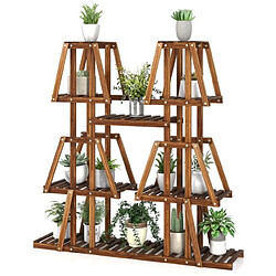 Helloshop26 Étagère à plantes en bois de pin - Marron
