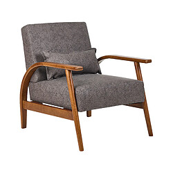 Beliani Fauteuil SKARA - Marron foncé Fauteuil rétro - Revêtement cuir PU - Coussin inclus - Structure bois d'hévéa