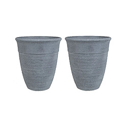 Beliani Katalima - Gris Cache-pot d'extérieur - Mélange de pierre - Pour intérieur/extérieur - Facile à entretenir - D 43 cm