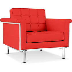 ICONIK INTERIOR Fauteuil avec accoudoirs - Revêtu de cuir - Town Rouge Fauteuil en cuir - Avec accoudoirs - Style design