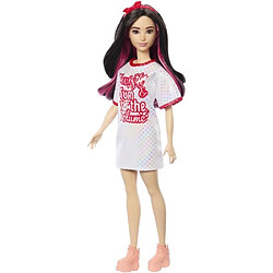 Barbie Poupée Fashionistas 65e anniversaire Poupée Fashionistas Barbie - Édition anniversaire - Non interactive - Robe t-shirt à pois scintillants - Accessoires inclus (chaussures, serre-tête) - Dès 3 ans