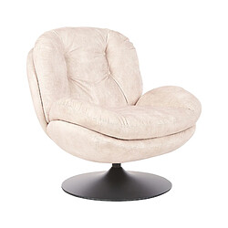 Beliani NOLVIK Chaise pivotante en velours beige clair - Base en acier - Dimensions 82x85x82 cm