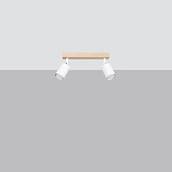 SOLLUX Verdo Spot de Plafond Double Moderne Bois, Blanc 2x GU10