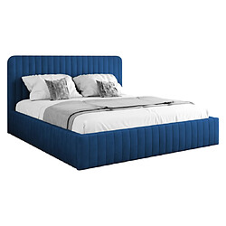 BESTMOBILIER Stuart lit coffre 160x200 Bleu marine