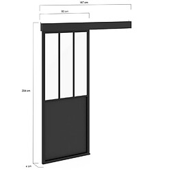 Idmarket MARKET Porte Coulissante Verrière 83 cm pas cher