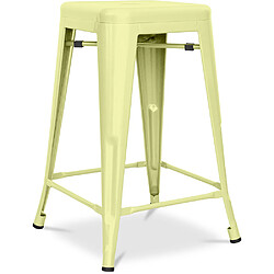ICONIK INTERIOR Tabouret de bar - Design industriel - Acier mat - 60cm - Nouvelle édition - Stylix Jaune pâle
