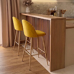 ICONIK INTERIOR Tabouret tapissé en tissu - design scandinave - 76cm - Evelyne Orange