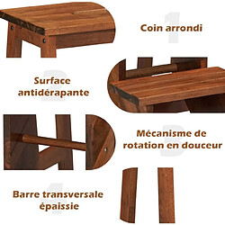 Helloshop26 Escabeau en Bois d'Hévéa