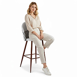Avis ICONIK INTERIOR Tabouret Tapissé Patchwork - Style Scandinave - Noir et Blanc - Evelyne Blanc / Noir